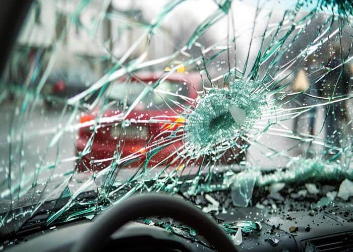pare brise accidenté